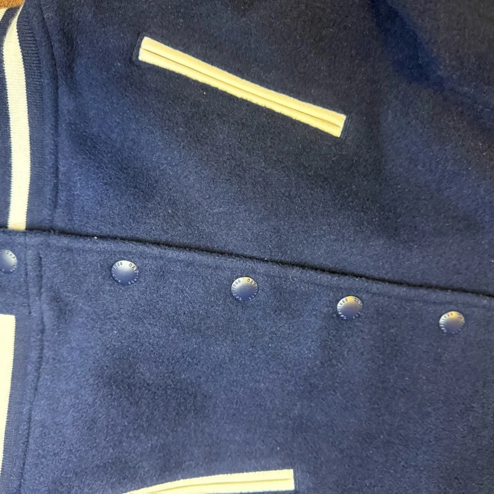 GAP Kids Varsity Jacket Boys 4T Blue Varsity Bomber Wool Blend Snap Front Lined